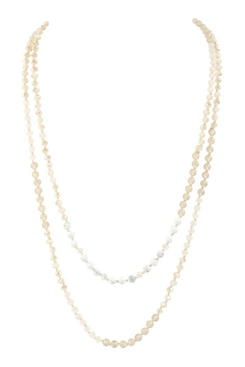 Natural 6mm Two Lines Mixed Beads Necklace - Pack of 6