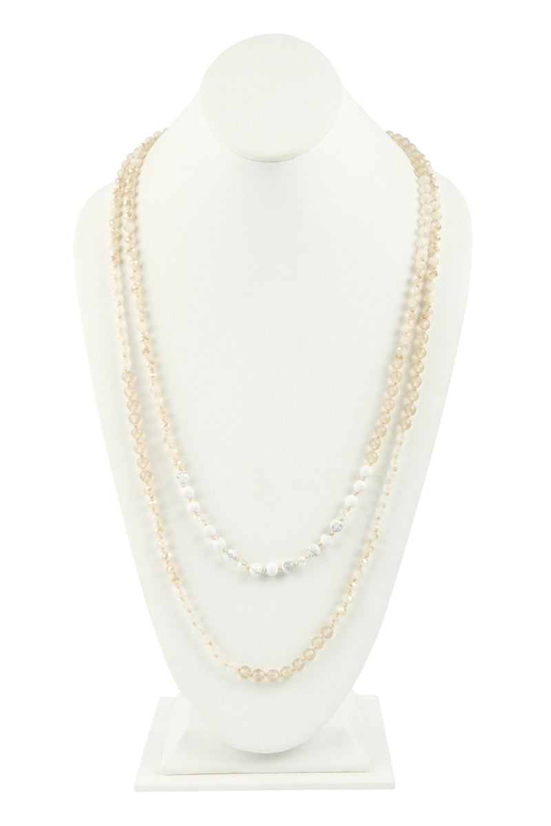 Natural 6mm Two Lines Mixed Beads Necklace - Pack of 6