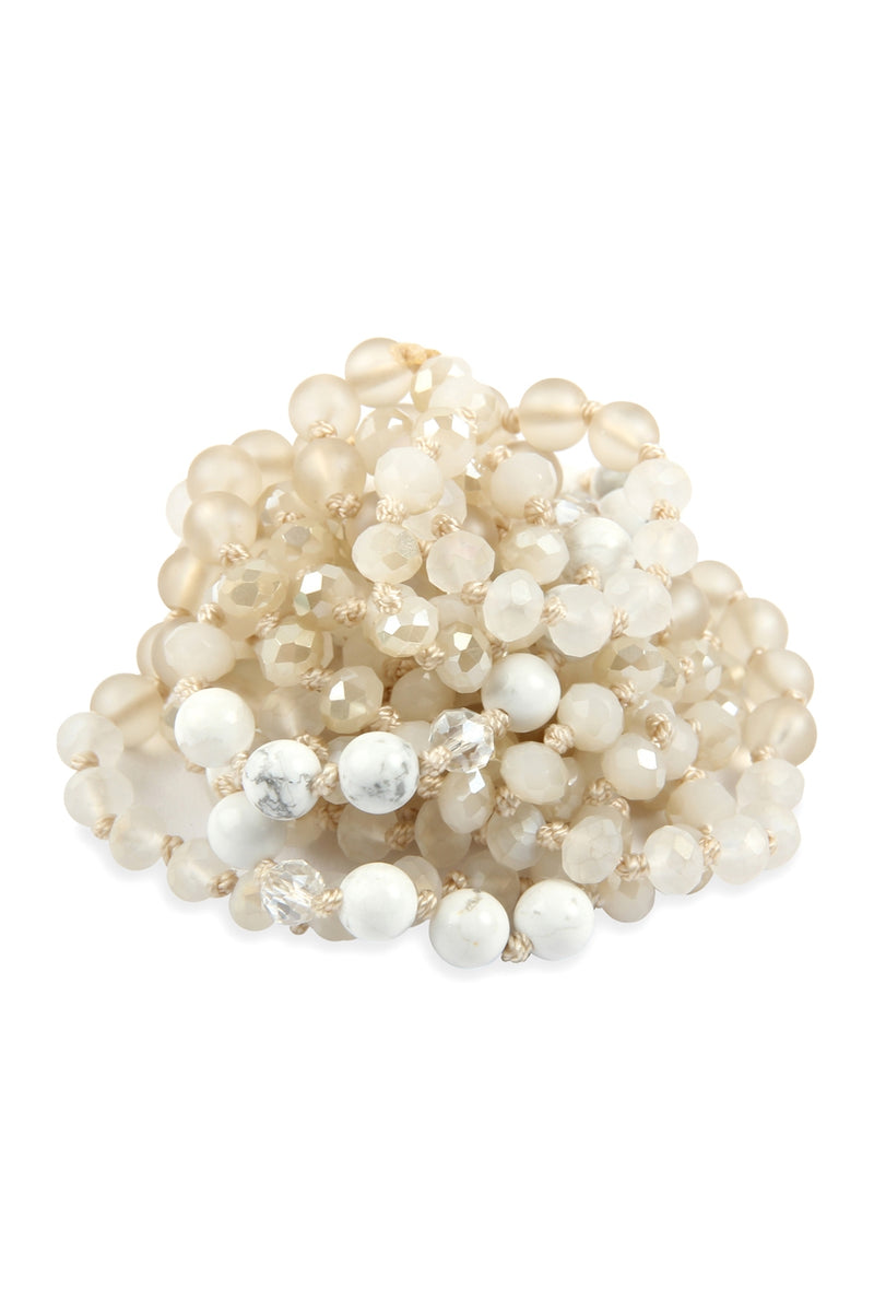 Natural 6mm Two Lines Mixed Beads Necklace - Pack of 6