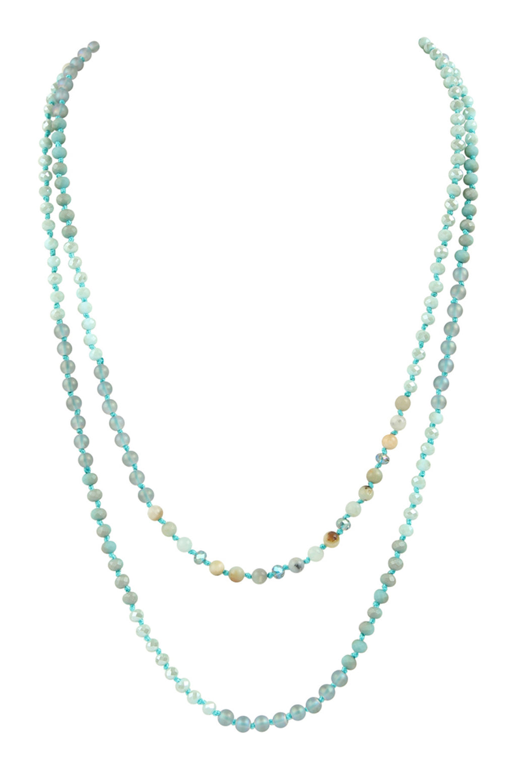 Amazonite 6mm Two Lines Mixed Beads Necklace - Pack of 6