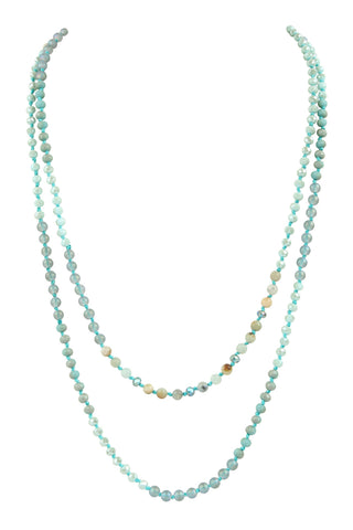 Purple Natural Stone Hand Knotted Long Necklace - Pack of 6