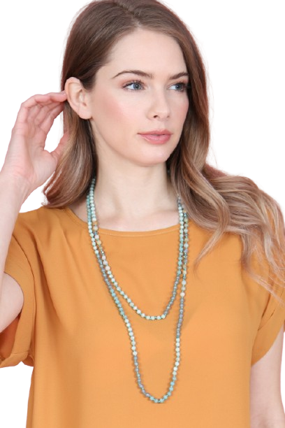 Amazonite 6mm Two Lines Mixed Beads Necklace - Pack of 6