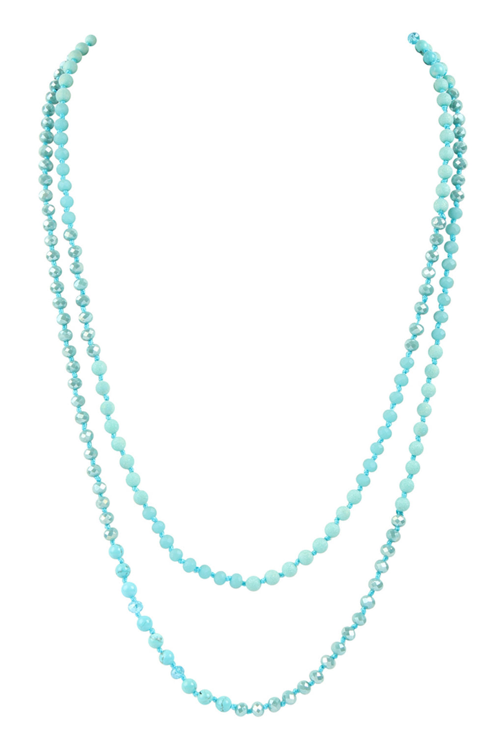 Turquoise 6mm Two Lines Mixed Beads Necklace - Pack of 6