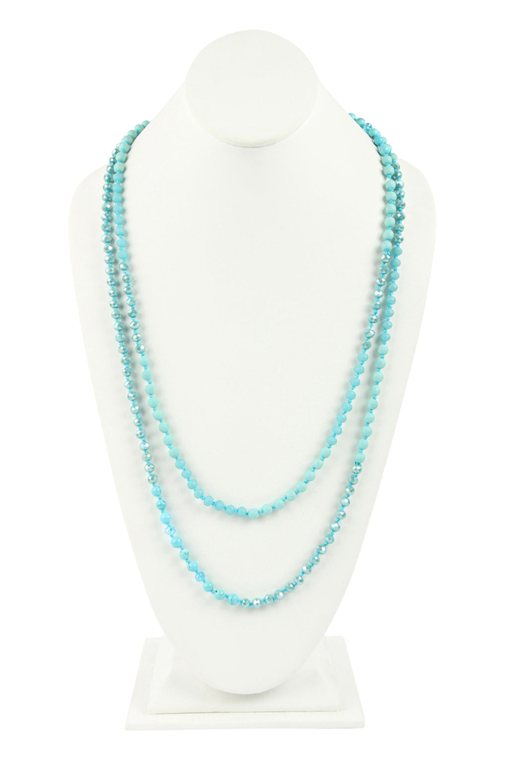 Turquoise 6mm Two Lines Mixed Beads Necklace - Pack of 6
