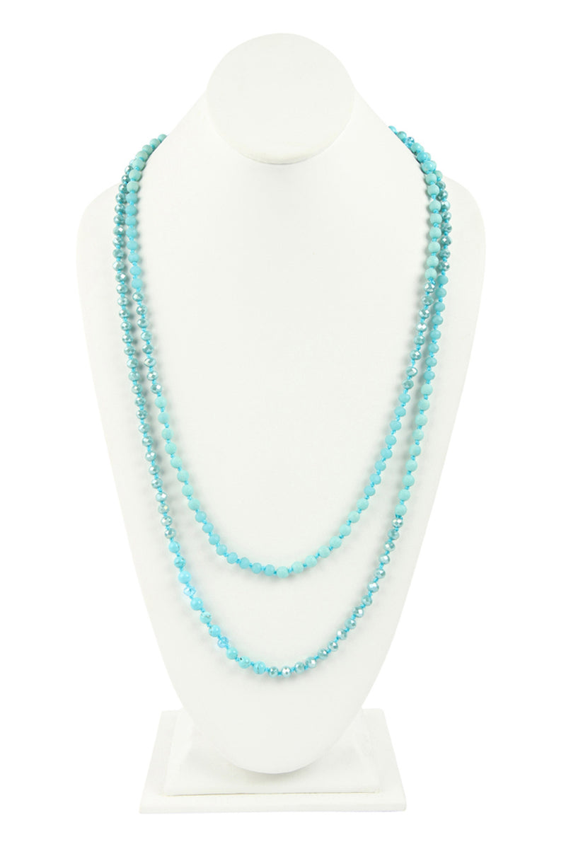 Turquoise 6mm Two Lines Mixed Beads Necklace - Pack of 6
