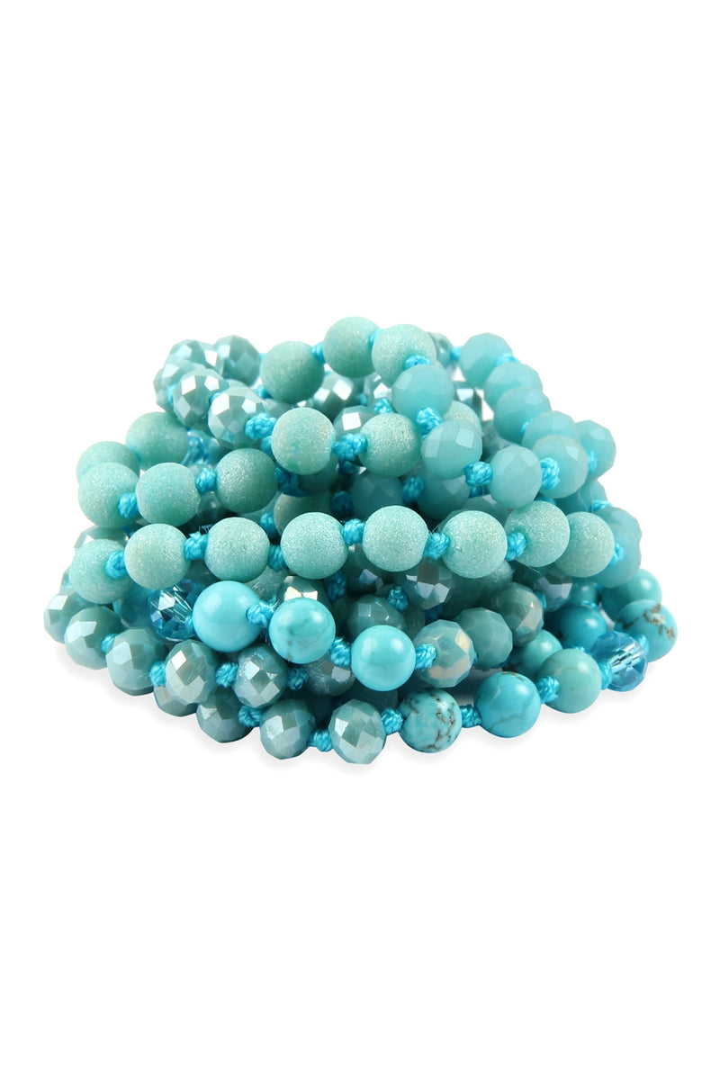 Turquoise 6mm Two Lines Mixed Beads Necklace - Pack of 6