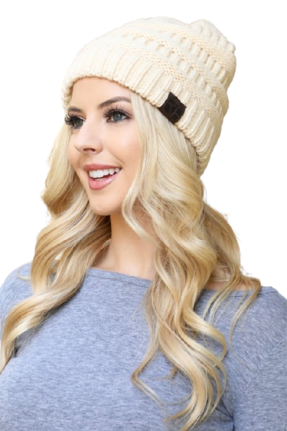 Beige Knitted Beanie - Pack of 6