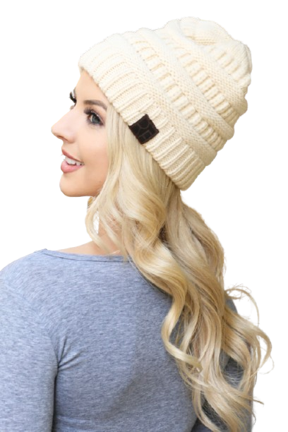 Beige Knitted Beanie - Pack of 6