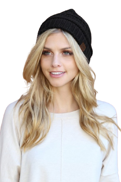 Black Knitted Beanie - Pack of 6