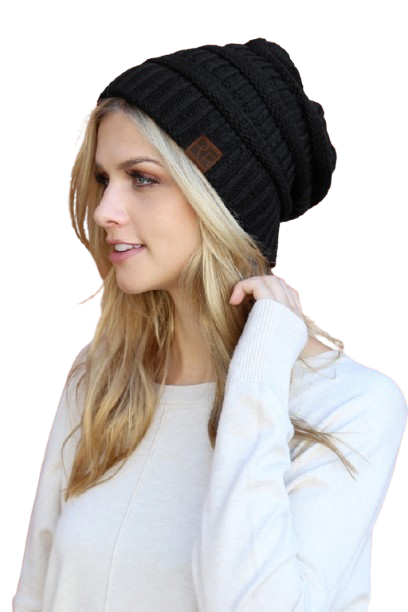 Black Knitted Beanie - Pack of 6