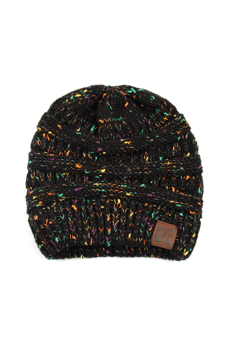 Black Mix Knitted Beanie - Pack of 6