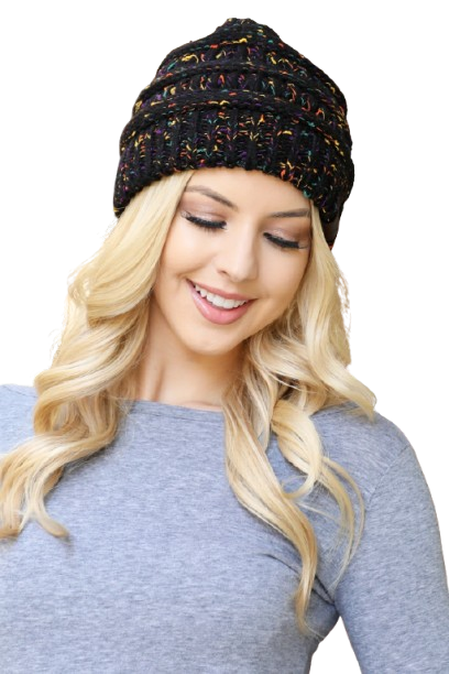 Black Mix Knitted Beanie - Pack of 6
