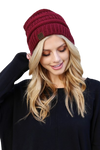 Burgundy Knitted Beanie - Pack of 6