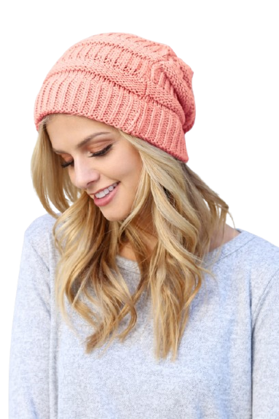 Dusty Pink Knitted Beanie - Pack of 6