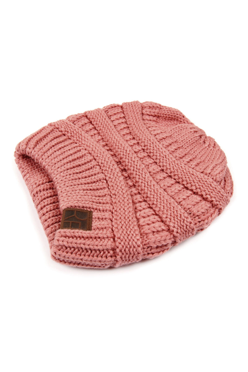 Dusty Pink Knitted Beanie - Pack of 6