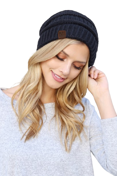Navy Knitted Beanie - Pack of 6