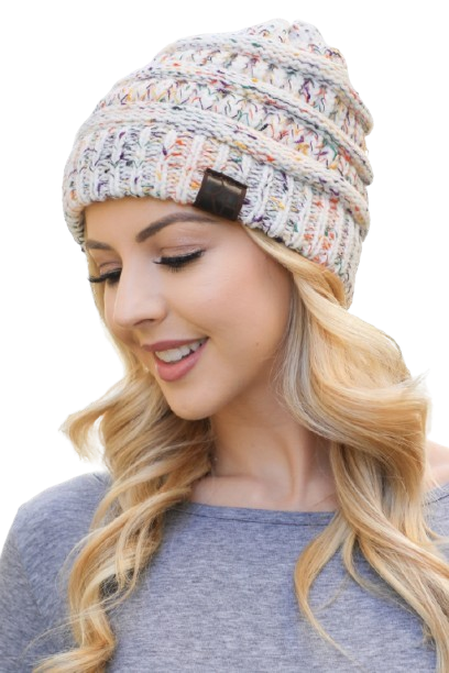 White Mix Knitted Beanie - Pack of 6