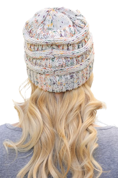 White Mix Knitted Beanie - Pack of 6
