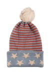 USA Accent Light Print Pom Dual Purpose Beanie Scarf - Pack of 6