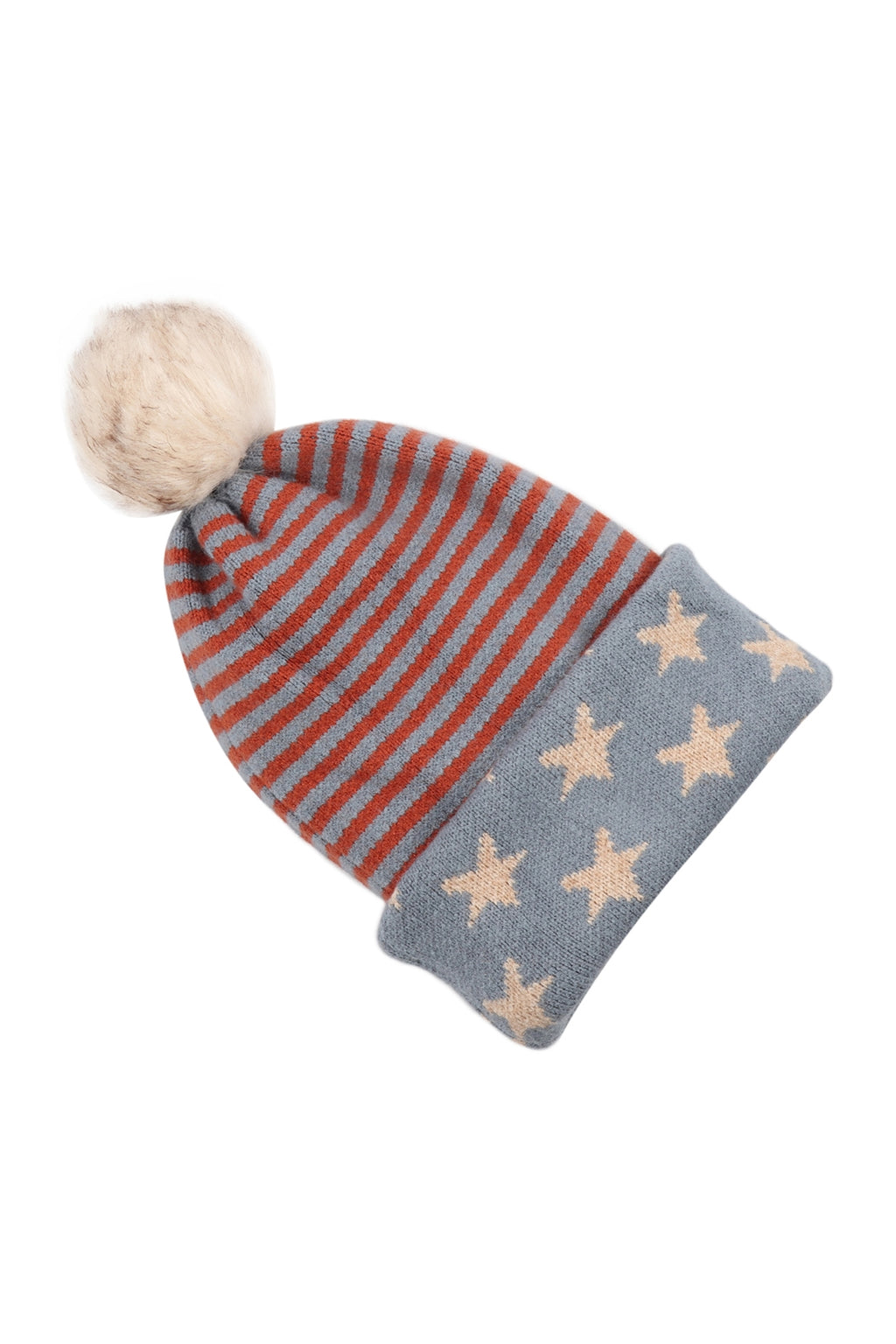 USA Accent Light Print Pom Dual Purpose Beanie Scarf - Pack of 6