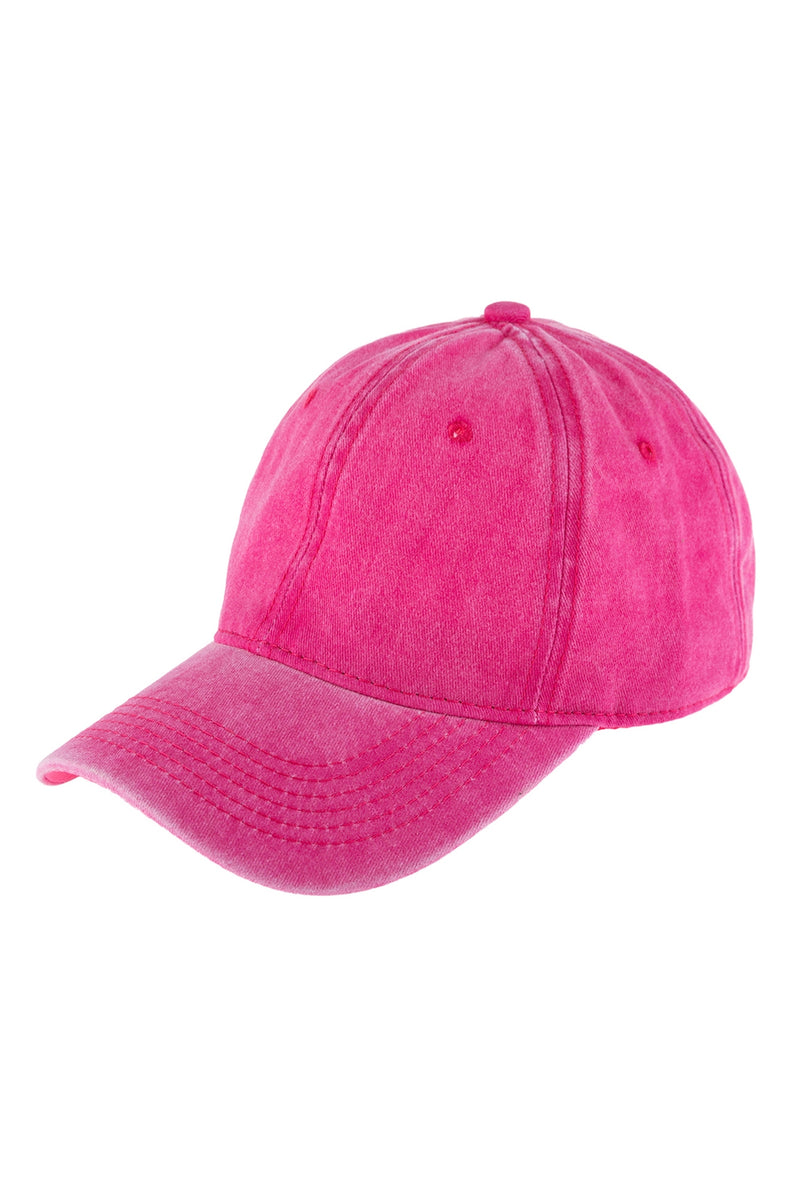 Acid Washed Baseball Cap Fuchsia - Pack of 6