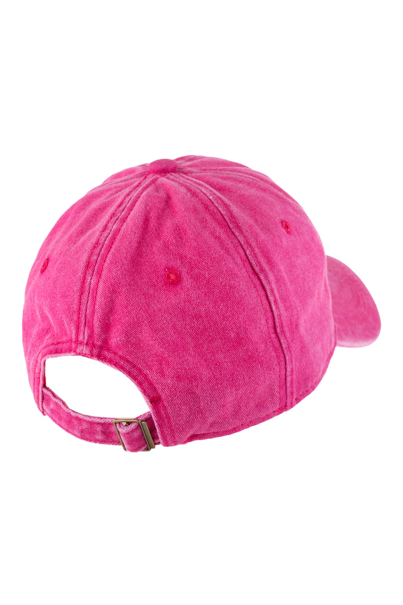Acid Washed Baseball Cap Fuchsia - Pack of 6