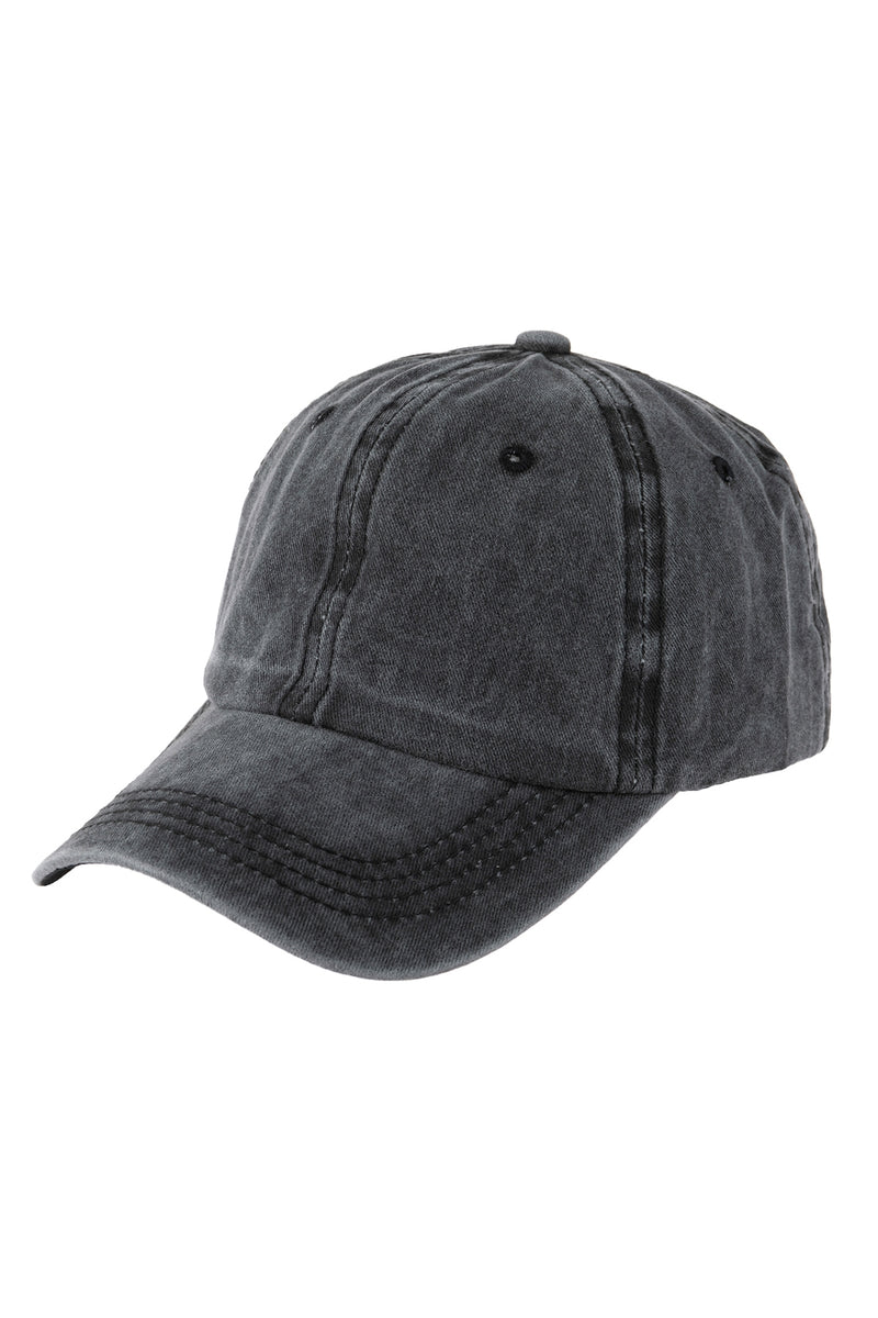 Acid Washed Baseball Cap Gray - Pack of 6
