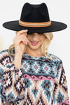 Felt Fashion Brim Hat with Leather Braided Black - Pack of 6
