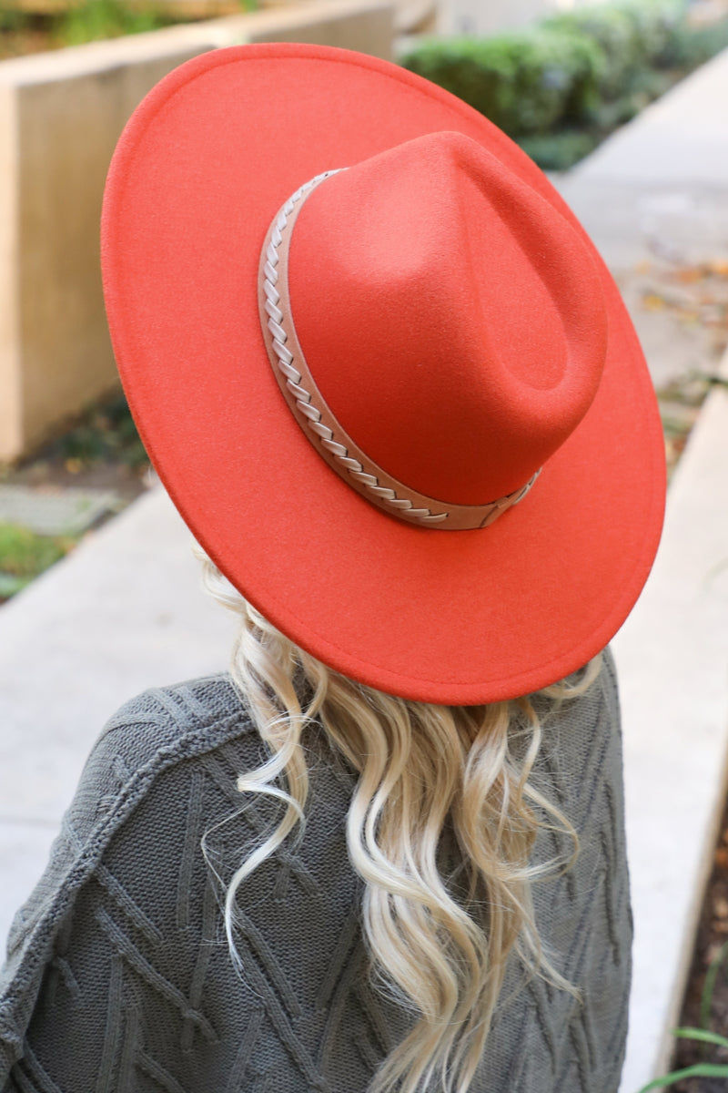 Felt Fashion Brim Hat with Leather Braided Brick - Pack of 6
