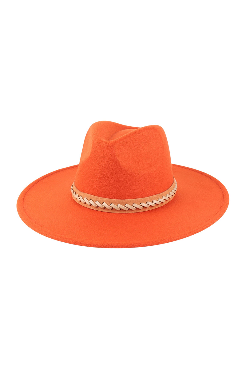Felt Fashion Brim Hat with Leather Braided Brick - Pack of 6