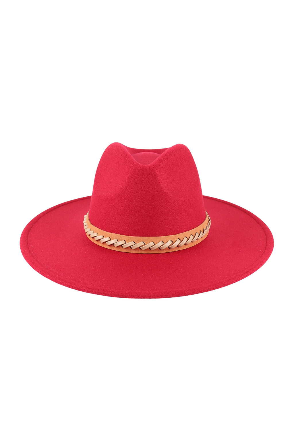 Felt Fashion Brim Hat with Leather Braided Burgundy - Pack of 6