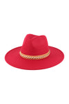 Felt Fashion Brim Hat with Leather Braided Burgundy - Pack of 6