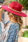 Felt Fashion Brim Hat with Leather Braided Burgundy - Pack of 6