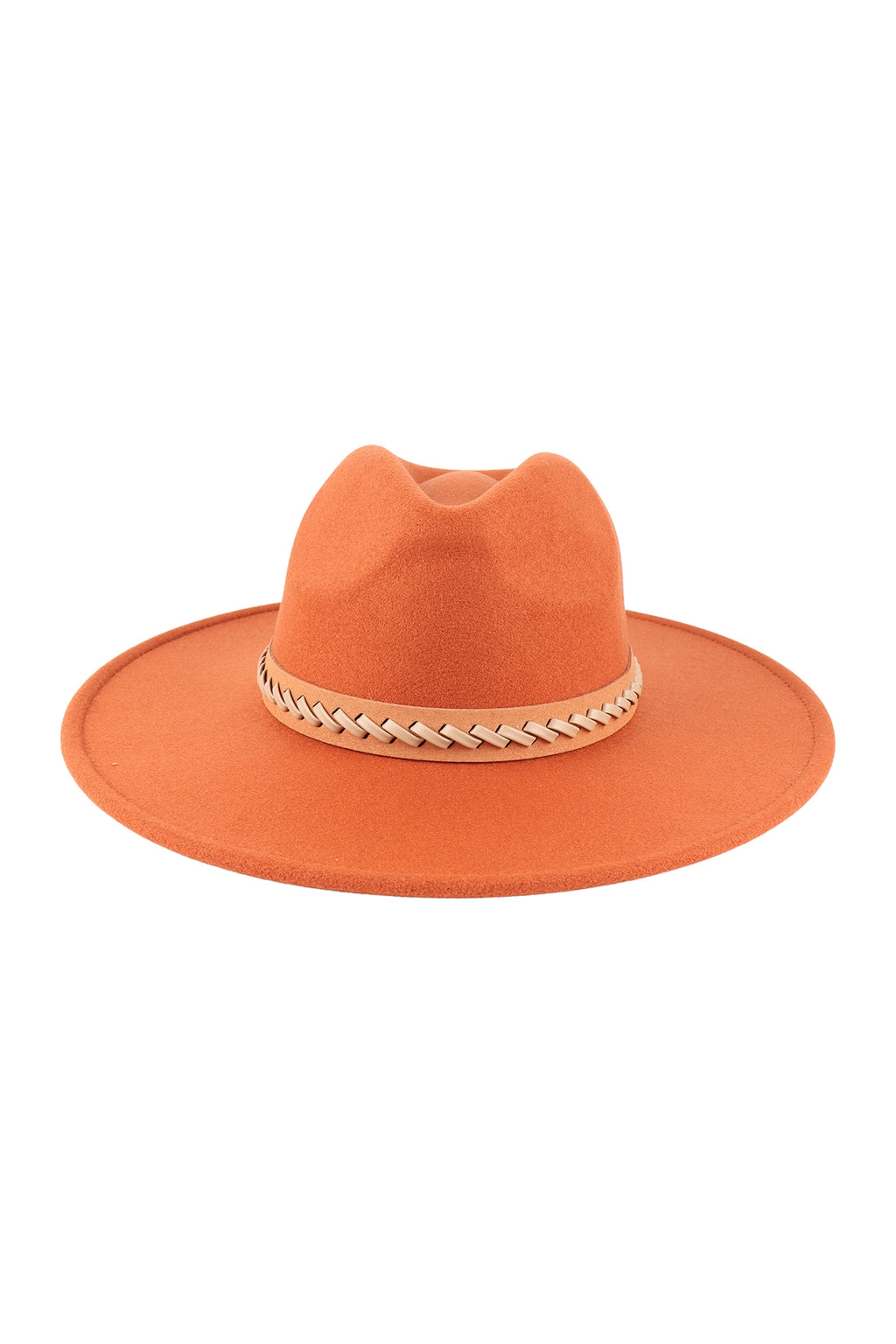 Felt Fashion Brim Hat with Leather Braided Camel - Pack of 6