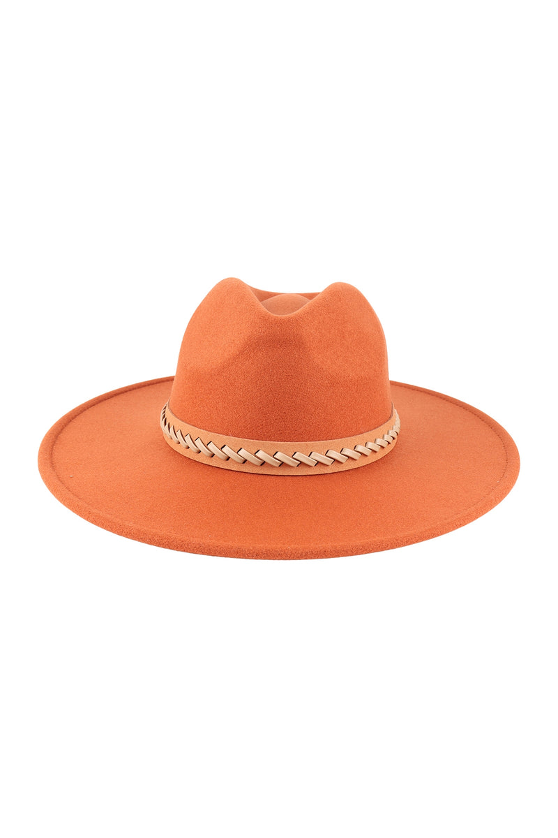 Felt Fashion Brim Hat with Leather Braided Camel - Pack of 6