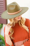 Felt Fashion Brim Hat with Leather Braided Olive - Pack of 6
