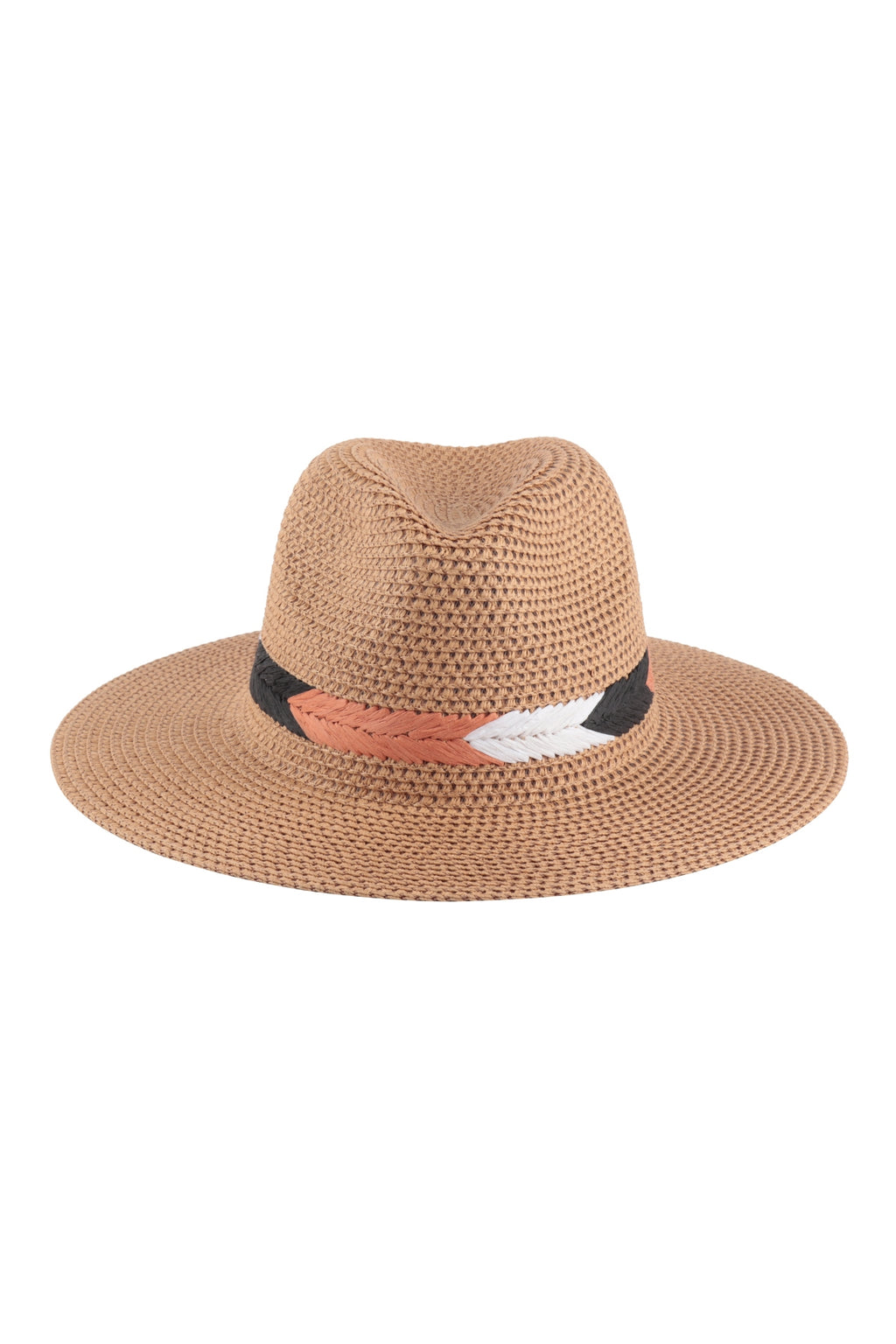 Panama Brim Summer Hat with Braided Stripe Accent Brown - Pack of 6