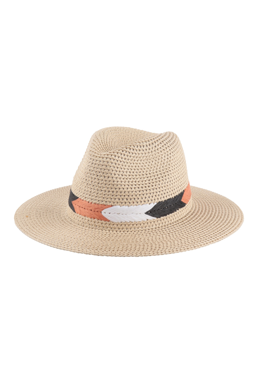 Panama Brim Summer Hat with Braided Stripe Accent Ivory - Pack of 6