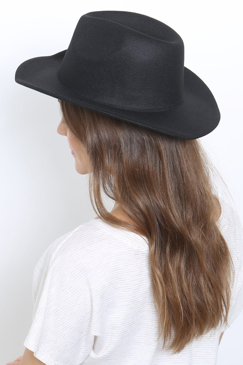 Felt Fashion Brim Hat Black - Pack of 6