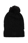 Chain Rib Knit Pattern Beanie Black - Pack of 6