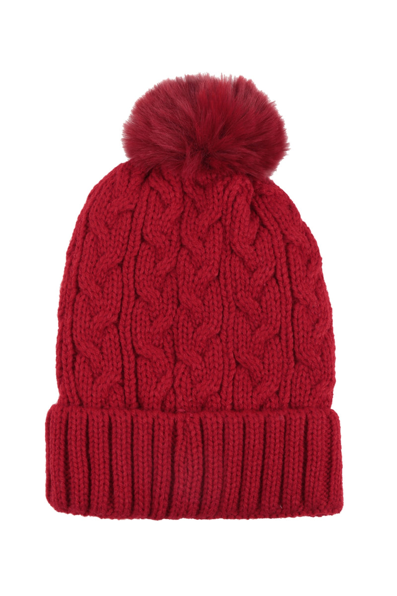 Chain Rib Knit Pattern Beanie Red - Pack of 6