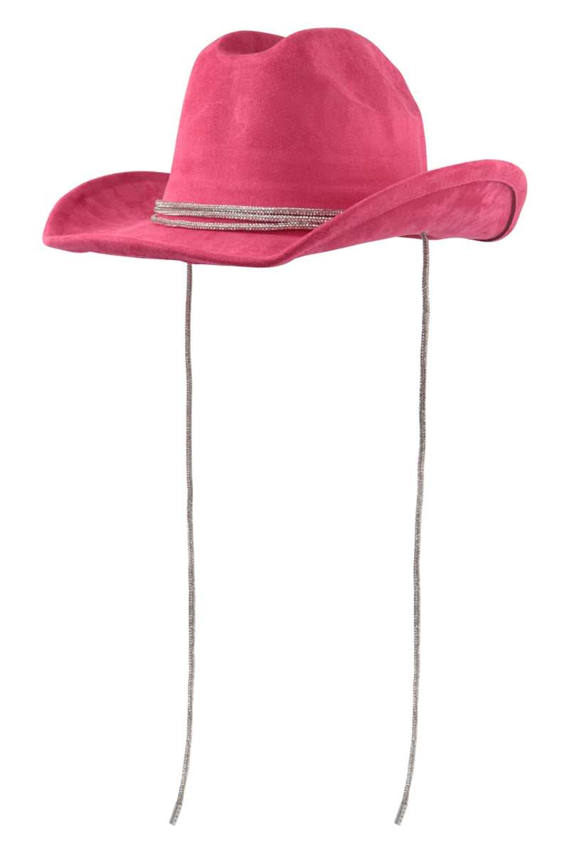 Fedora Fashion Brim Hat with Glitter Rhinestone Lace Fuchsia - Pack of 6