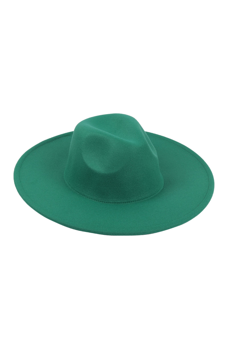 Felt Fedora Fashion Brim Hat Hunter Green - Pack of 6