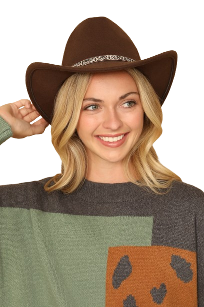 Fedora Classic Tribal Band Hat Brown - Pack of 6