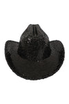 Glitter Solid Color Fedora Cowboy Hat Black  - Pack of 6