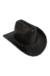 Glitter Solid Color Fedora Cowboy Hat Black  - Pack of 6