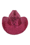 Glitter Solid Color Fedora Cowboy Hat Fuchsia  - Pack of 6