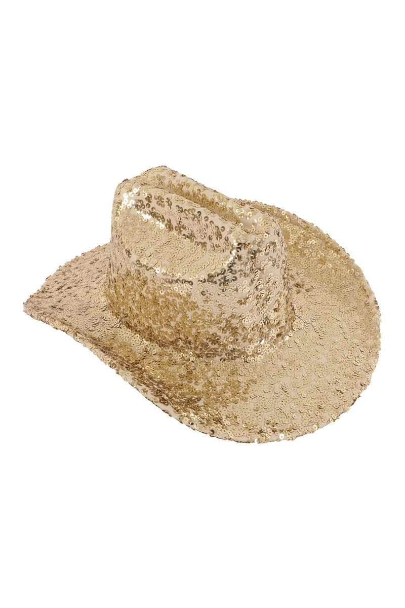 Glitter Solid Color Fedora Cowboy Hat Gold  - Pack of 6