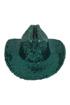 Glitter Solid Color Fedora Cowboy Hat Green  - Pack of 6