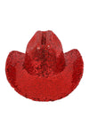 Glitter Solid Color Fedora Cowboy Hat Red  - Pack of 6